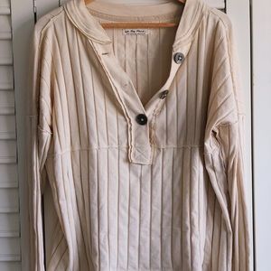 Free People Oversized Wide Rib Knit Pull-Over Top